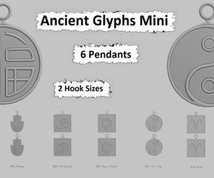 🔷 Ancient Glyphs Mini Pendant Pack – Original Blend STL Collection 🧿☯️♈