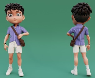 Chibi Boy with Shirt shorts Snecker Style Street Fashion