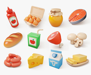 Stylized Grocery Food Pack