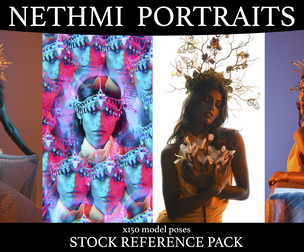 Nethmi colourful lighting - Fantasy stock model pose reference pack