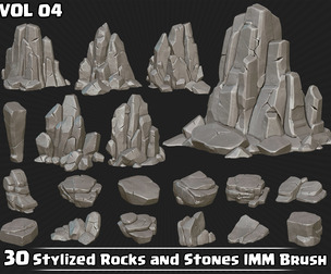 30 Stylized Rocks & Stones IMM Brush VOL04