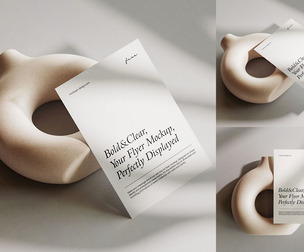 3 Modern Flyer PSD Mockup Displayed Artistic Ceramic Decor