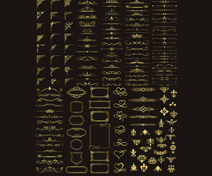 Elegant Ornamental Frames, Dividers, Golden Floral Elements, EPS Vector File