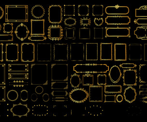 Elegant Collection Ornate Decorative Frames, Golden Borders, EPS Vector File
