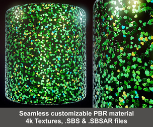 Multi-Shape Glitter Substance PBR material and textures