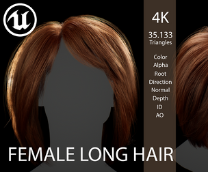 Game ready female Medium hairstyle - real time hair cards