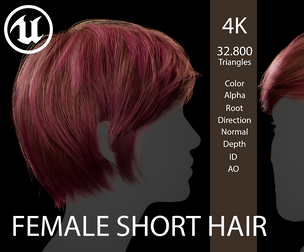 Game ready female Short hairstyle - real time hair cards