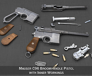 Mauser C96 Broomhandle with inner workings.