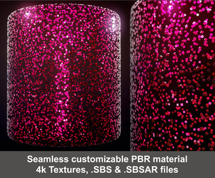 Pink Rectangle Glitter Substance PBR material and textures