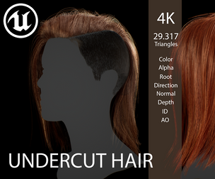 Game ready undercut female hairstyle - real time hair cards