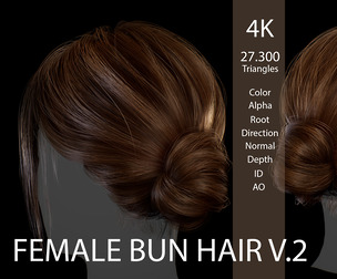 Female Bun hairstyle - game ready hair  Ver 2