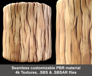 Stylized Rough Wood Trunk Substance material and textures