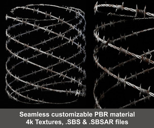 Seamless Barbed Wire Substance PBR material and textures