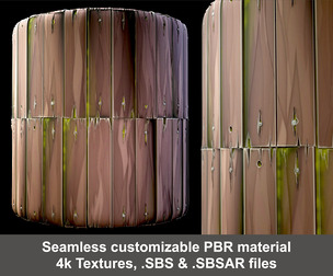 Stylized Wood Planks Substance PBR material and textures
