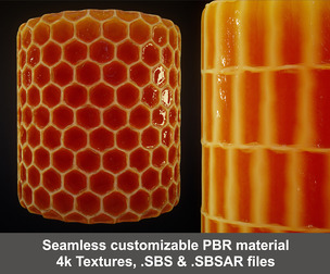 Honeycomb and Honey Substance material and textures SBS & SBSAR
