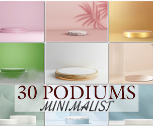 30 Elegant Minimalist Podiums, Display Platforms, Empty Pastel Stage, Advertising, Spotlight