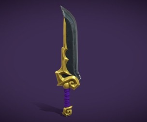 Stylize Sword With Gold Low-poly 3D model