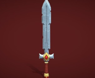 Stylize Gold Sword With Red Krystal