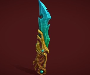 Gold-Krystall Stylize Sword Low-poly 3D model
