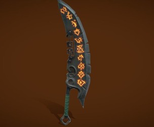Stylize Sword With Chain Low-poly 3D model