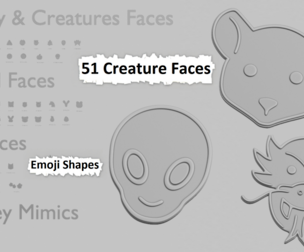 🐯 Creature Face Emoji Pack – 3D Printable (51 Unique Emojis)