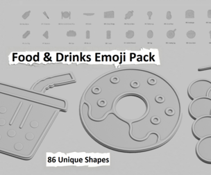 🍔 Food & Drinks Emoji Pack – 3D Printable (86 Unique Emojis)