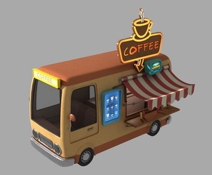 Cyberpunk Cafe Van