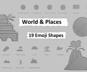 🌍 World & Places Emoji Pack – 3D Printable (19 Unique Emojis)