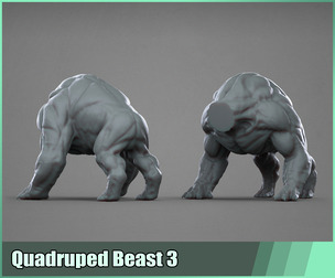 Quadruped Beast 3 Base Body Mesh