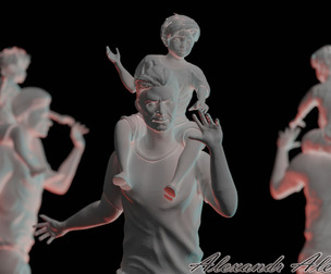 Sculpture of a man with a child