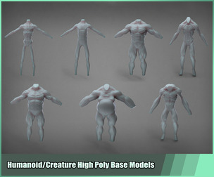 Humanoid/Creature base body mesh pack