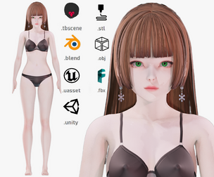 Lingerie clothes 0012 - Rigged -Unreal - Unity - Blender - Animated - Realistic Female Character
