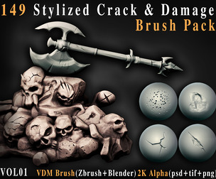 149 Stylized Crack & Damages Brush Pack - Vol01