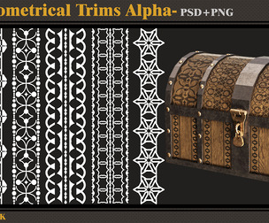 185 Geometrical Trims-Alpha-tileable- seamless- 4K PNG - PSD