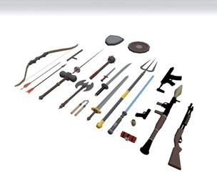 Low poly Weapons Pack 001