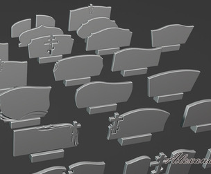 KitBash set /  Tombstones 64 pieces