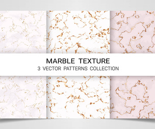 3 Elegant Marble Texture, Soft Tones,  Gold Vein Detail, EPS File