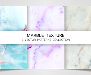3 Elegant Marble Textures, Pastel Hues, Luxury Rock, EPS File