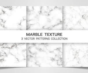 3 White Marble Textures, Natural Patterns, Surface Stone, EPS File