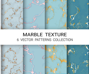 6 Elegant Marble Texture, Metallic Blue, White Tones, Luxury Stone, EPS File