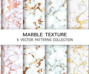 6 Elegant Marble Textures, Unique Luxury Surface Stone, Rock, EPS File