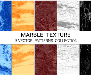 5 Marble Textures Patterns, Luxury Natural Polished Stone, EPS File