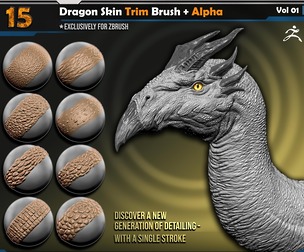 Dragon Skin Trim Brush + Alpha | Vol.01