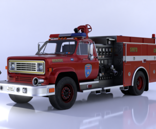 Vintage Fire Truck 3D Model – High Detail