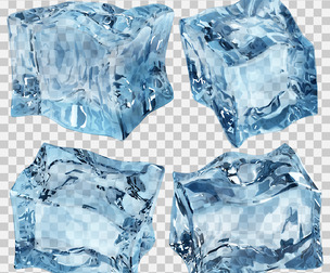 Realistic Ice Cubes, Cool Refreshing, Clear Crystal, Cold Drink, Frozen Water. EPS File