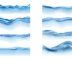Water Waves, Bubbles Water Splash Surface, Aqua Liquid Flow, EPS File
