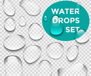 Crystal Clear Water Droplets, Aqua Liquid, Pure, Clean Drops, EPS File
