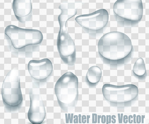 Crystal Clear Water Droplets, Aqua Liquid, Pure, Clean Drops, EPS File