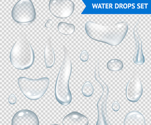Crystal Clear Water Droplets, Aqua Liquid, Pure, Clean Drops, EPS File