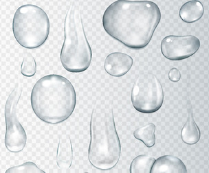 Crystal Clear Water Droplets, Aqua Liquid, Pure, Clean Drops, EPS File